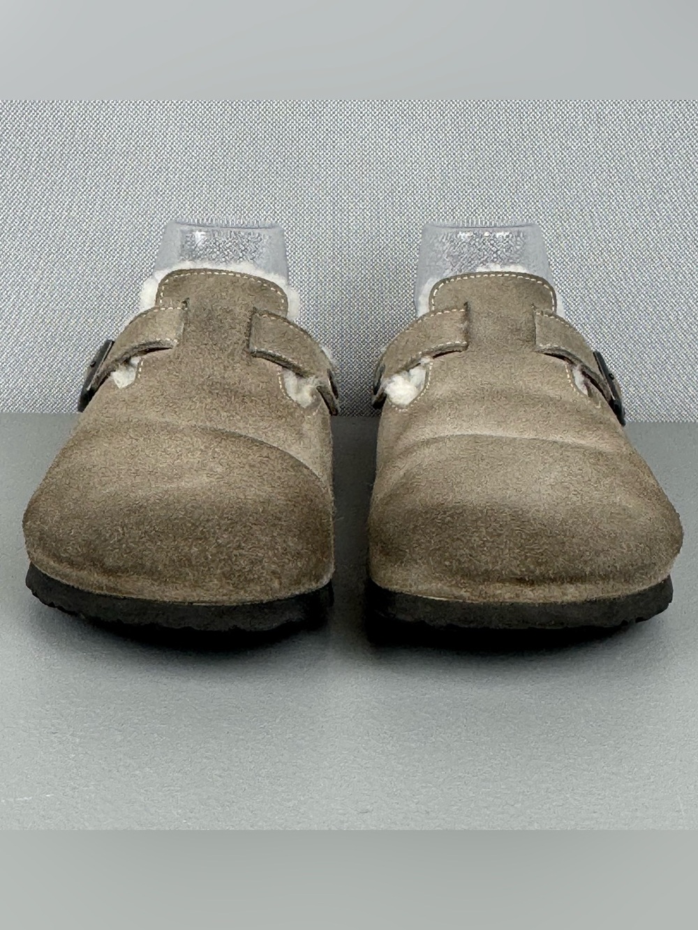 Birkenstock Boston Shearling Lined Suede Leather Clogs Shoes Grey EU 40 US W9 M7 - Picture 2 of 8